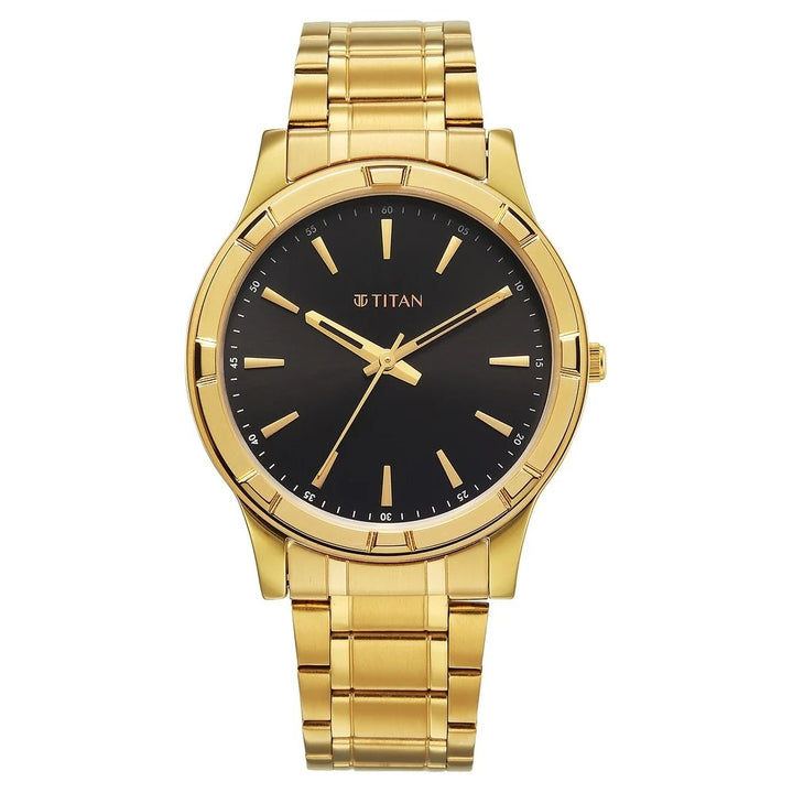 Titan Karishma 40.5mm Black Dial Gold Stainless Steel Bracelet Men&