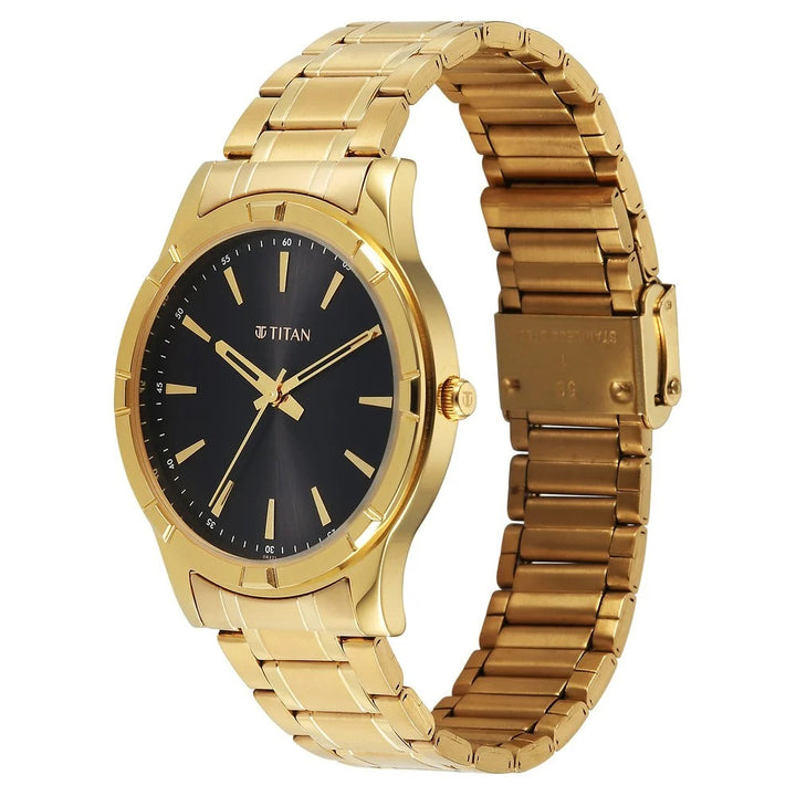 Titan Karishma 40.5mm Black Dial Gold Stainless Steel Bracelet Men&