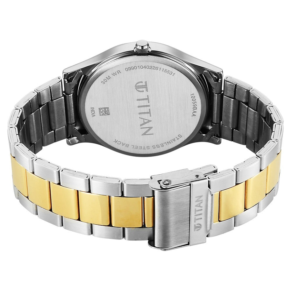 Titan Karishma Regal Classic 40mm Silver Dial Day Date Dual-Tone Stainless Steel Bracelet Men&