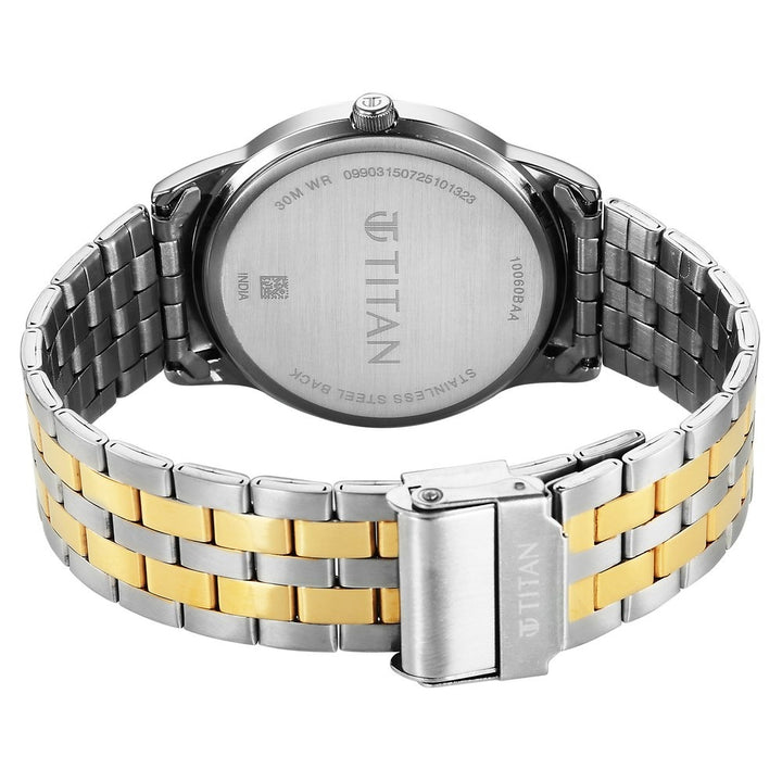 Titan Karishma Festive 42mm Royal Blue Dial Roman Numerals Date Dual-Tone Stainless Steel Bracelet Men&