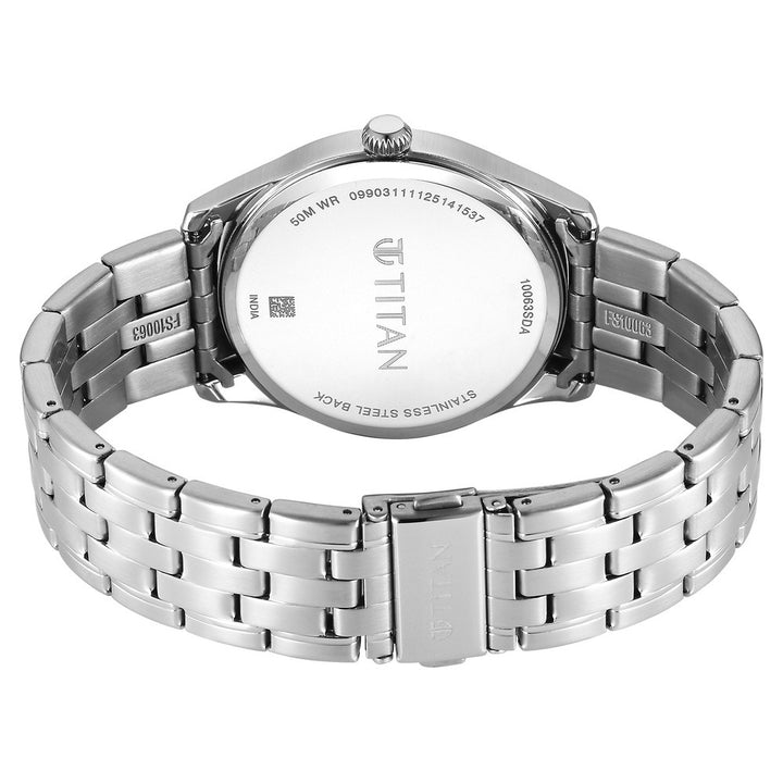Titan Neo Roman 42mm Silver Dial Roman Numerals Date Stainless Steel Bracelet Men&