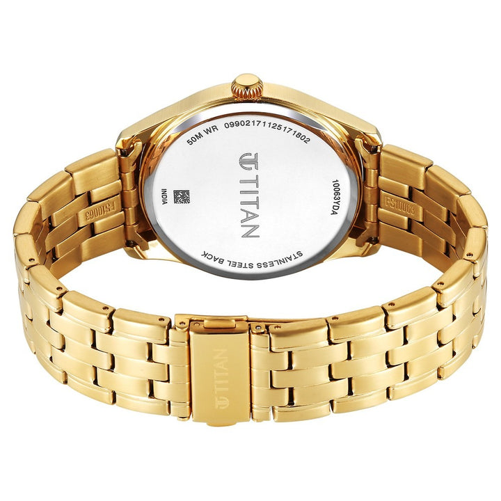 Titan Neo Roman 42mm Green Dial Roman Numerals Date Carnation Gold Stainless Steel Bracelet Men&