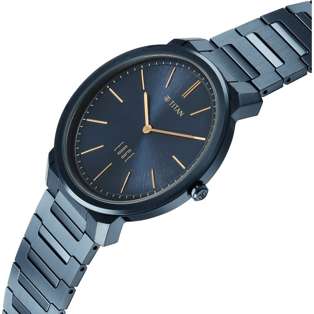 Titan Edge Meister 40mm Blue Dial Sapphire Crystal Blue Stainless Steel Bracelet Ultra Slim Men&