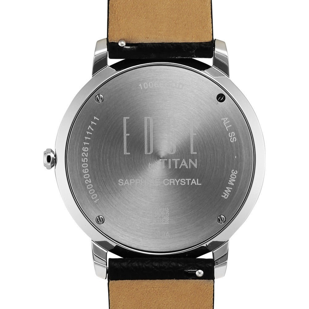 Titan Edge Meister 40mm Blue Dial Sapphire Crystal Black Leather Strap Ultra Slim Men&