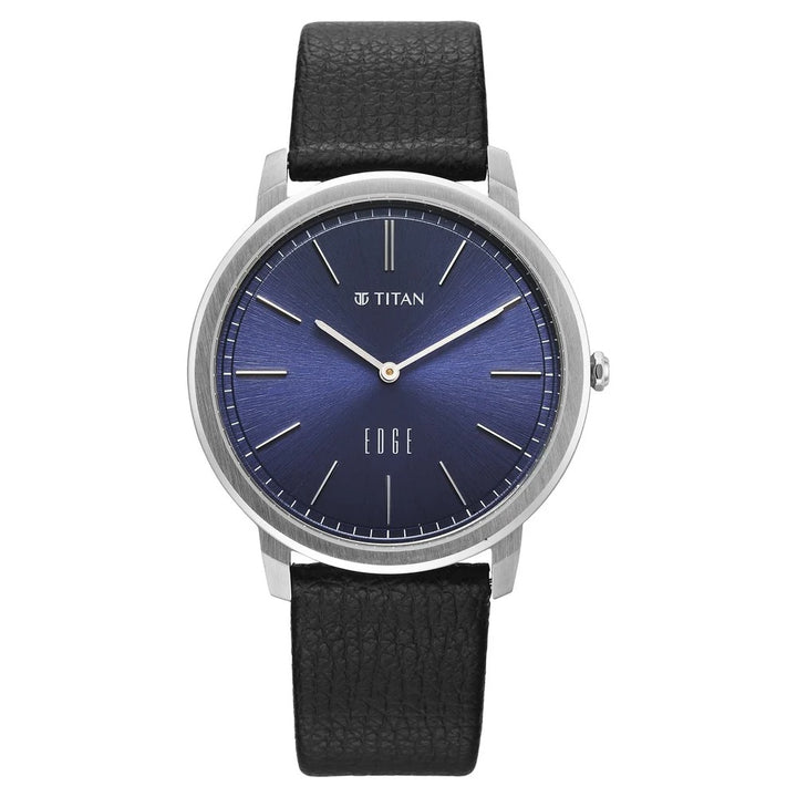 Titan Edge Meister 40mm Blue Dial Sapphire Crystal Black Leather Strap Ultra Slim Men&