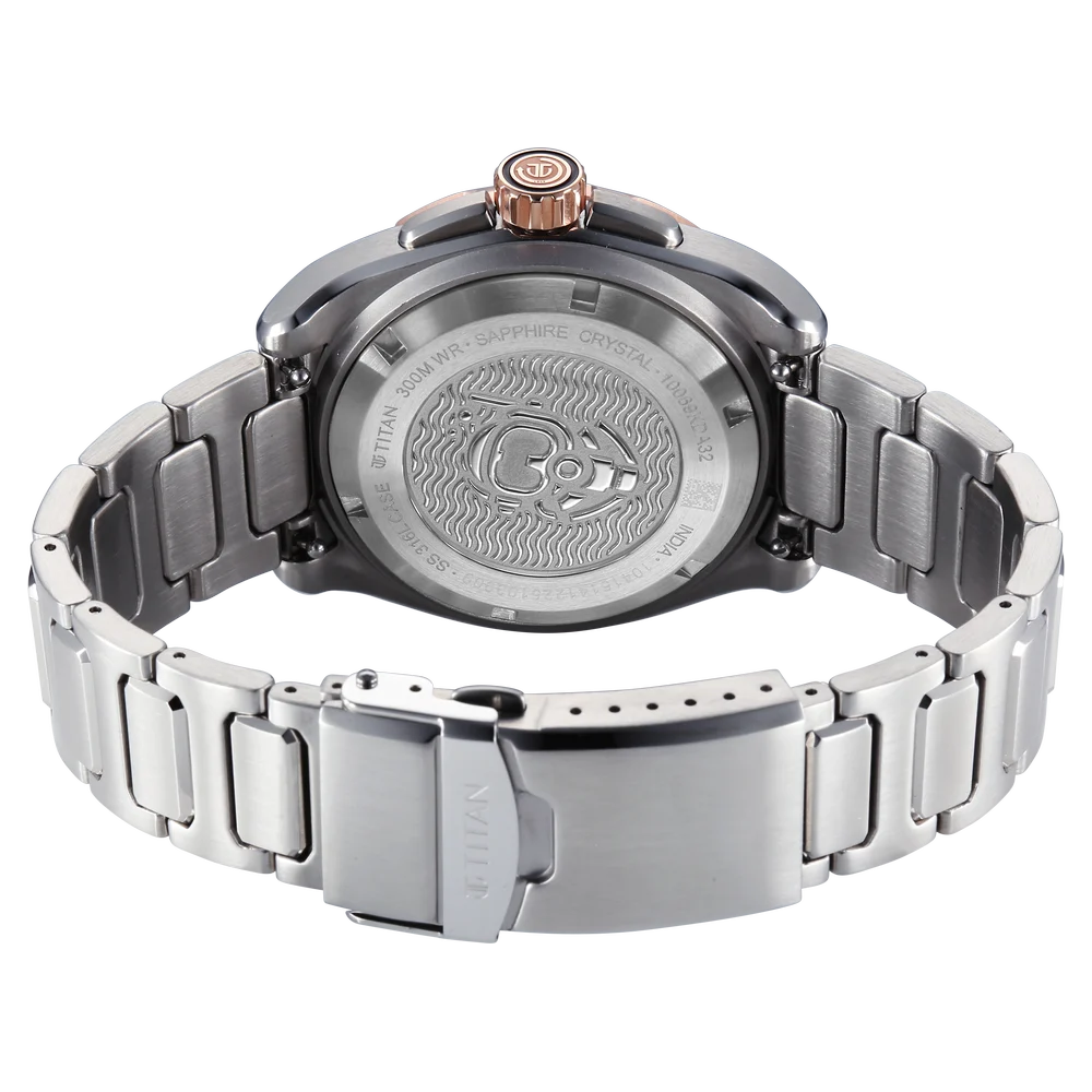 Titan Zero Hour Diver 300m Automatic 44mm Black Dial Ceramic Bezel Sapphire Crystal Silver Stainless Steel Bracelet Men&