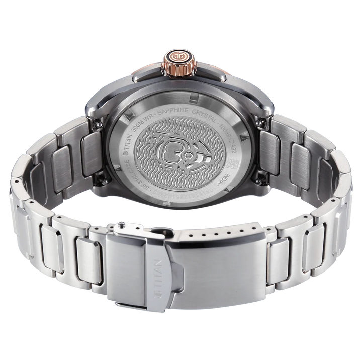 Titan Zero Hour Diver 300m Automatic 44mm Black Dial Ceramic Bezel Sapphire Crystal Silver Stainless Steel Bracelet Men&
