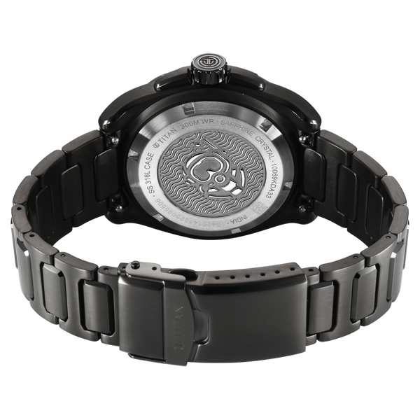 Titan Zero Hour Diver 300m Automatic 44mm Black Dial Ceramic Bezel Sapphire Crystal Black Stainless Steel Bracelet Men&