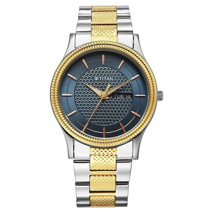 Titan Karishma Wedding Edit 40mm Blue Dial Day Date Stainless Steel Bracelet Men&
