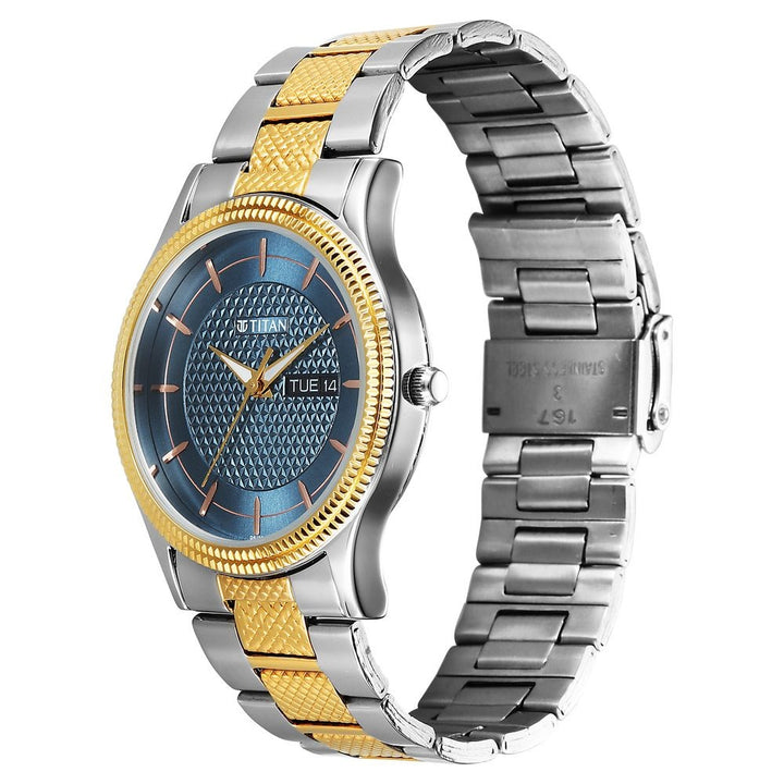 Titan Karishma Wedding Edit 40mm Blue Dial Day Date Stainless Steel Bracelet Men&