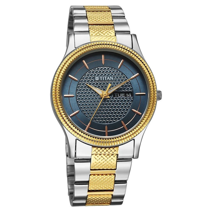 Titan Karishma Wedding Edit 40mm Blue Dial Day Date Stainless Steel Bracelet Men&