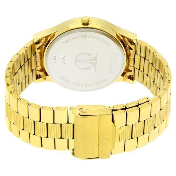 Titan Karishma 40mm Golden Dial Day Date Gold Stainless Steel Bracelet Men&