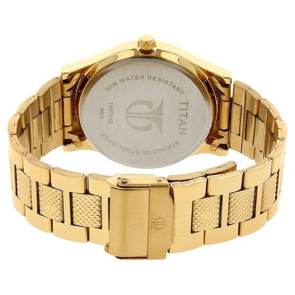 Titan Karishma 40mm Silver Dial Day Date Gold Stainless Steel Bracelet Men&