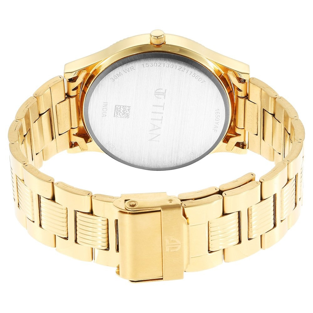Titan Karishma 40mm Green Dial Day Date Gold Stainless Steel Bracelet Men&