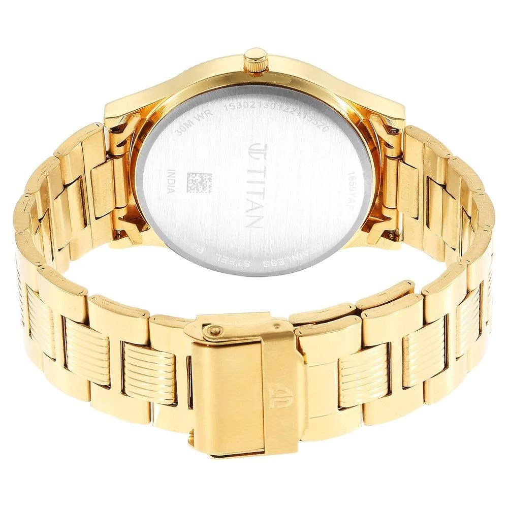 Titan Karishma 40mm Champagne Dial Day Date Stainless Steel Bracelet Men&