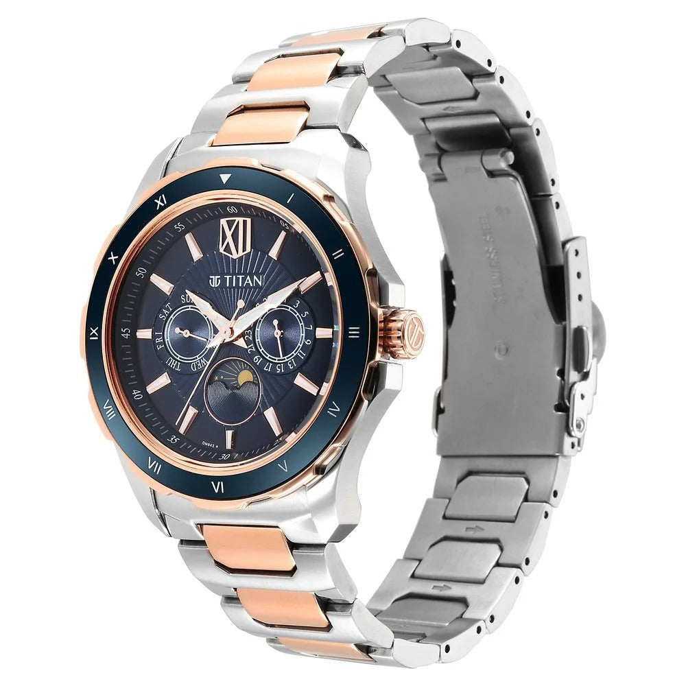 Titan Regalia 43mm Blue Dial Date Two-Tone Stainless Steel Bracelet Men&