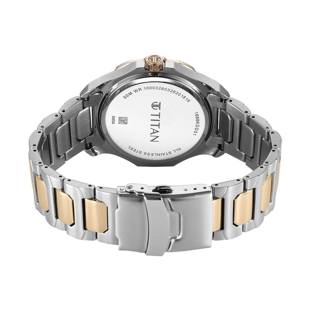 Titan Regalia Opulent 43mm Brown Dial Day Date Multifunction Stainless Steel Bracelet Men&