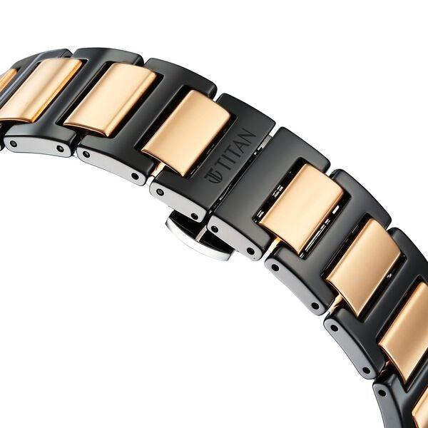 Titan Edge Ceramic 40.5mm Black Dial Sapphire Crystal Black and Rose Gold Ceramic Bracelet Men&