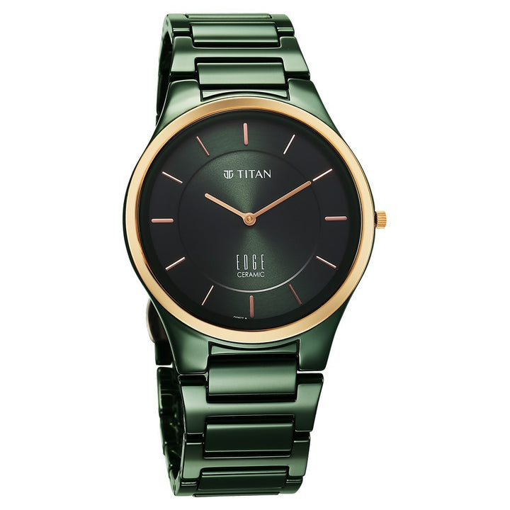 Titan Edge Ceramic 40.5mm Green Dial Sapphire Crystal Green Ceramic Bracelet Men&