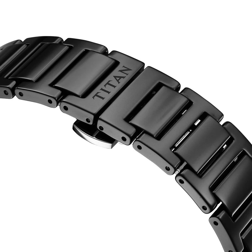 Titan Edge Ceramic 40.5mm Black Dial Sapphire Crystal All-Black Ceramic Bracelet Men&