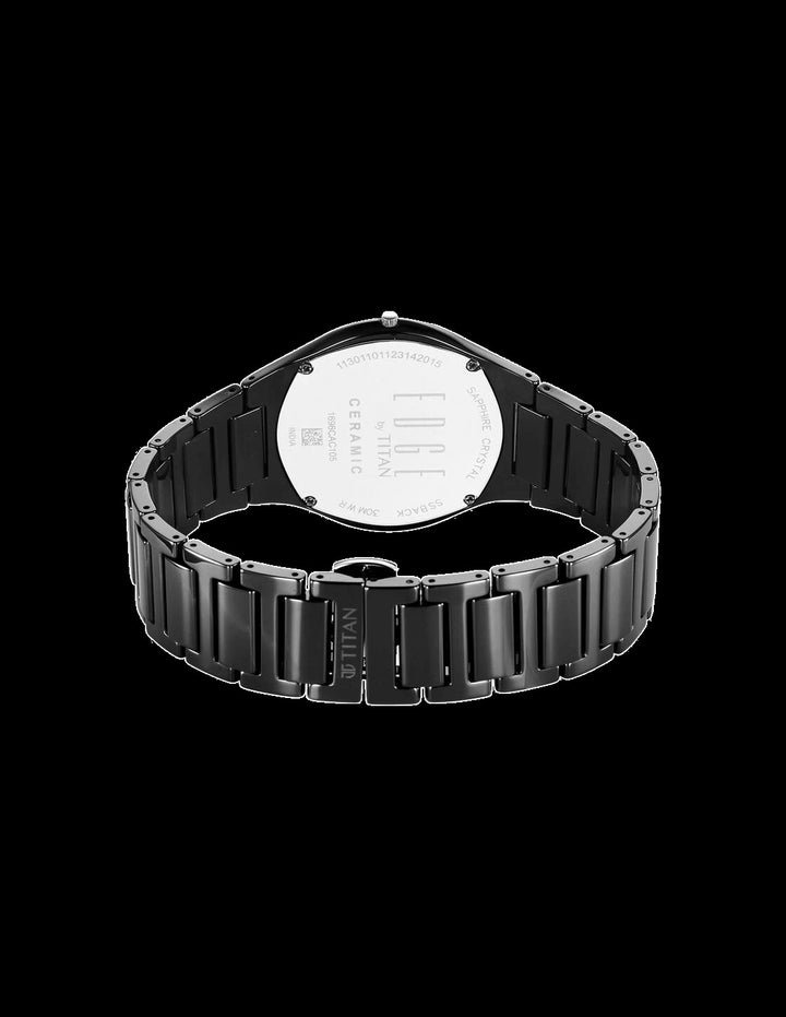 Titan Edge Ceramic Diamond 100m 40.5mm Black Dial Sapphire Crystal Black Ceramic Bracelet Men&