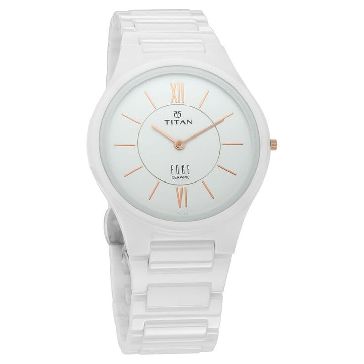 Titan Edge Ceramic 40mm White Dial Sapphire Crystal White Ceramic Bracelet Men&