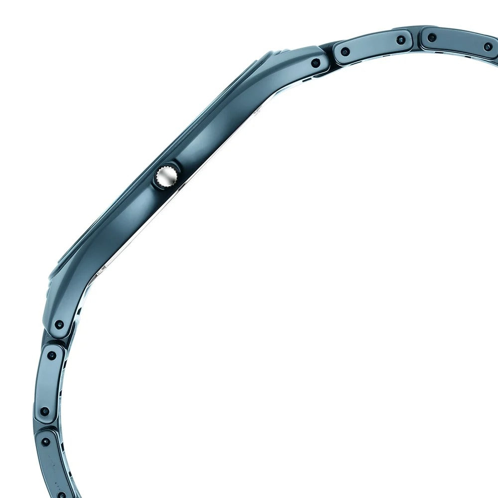 Titan Edge Ceramic Diamond 40.5mm Blue Dial Sapphire Crystal Blue Ceramic Bracelet Men&