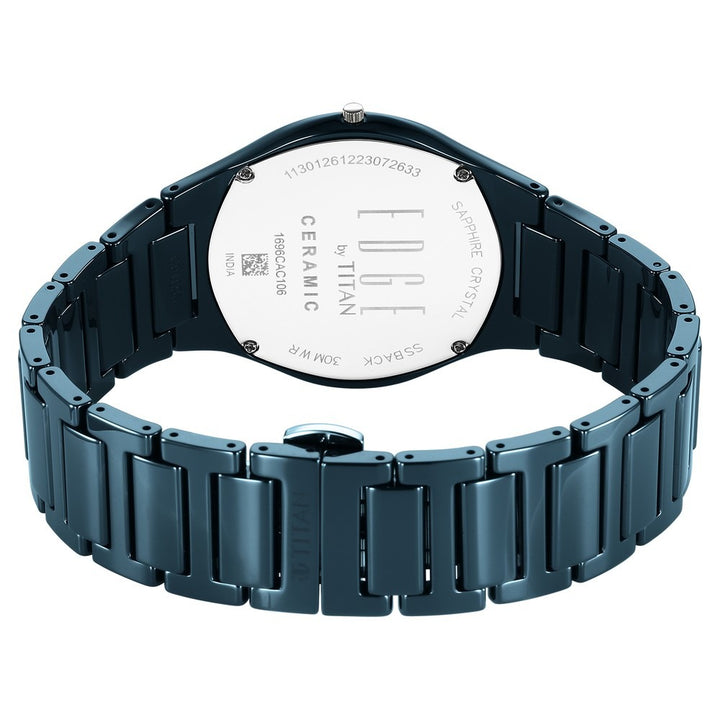 Titan Edge Ceramic Diamond 40.5mm Blue Dial Sapphire Crystal Blue Ceramic Bracelet Men&