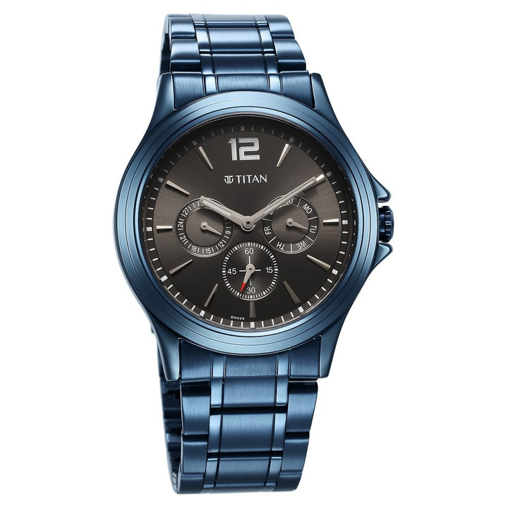 Titan Neo Splash 44.5mm Anthracite Dial Date Blue Stainless Steel Bracelet Men&