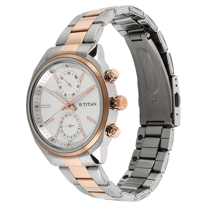 Titan Bandhan Couple Gift Set 41mm White Dial Date Two-Tone Stainless Steel Bracelet 17332570KM01