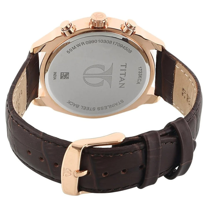 Titan Workwear 41mm Black Dial Date Brown Leather Strap Men&
