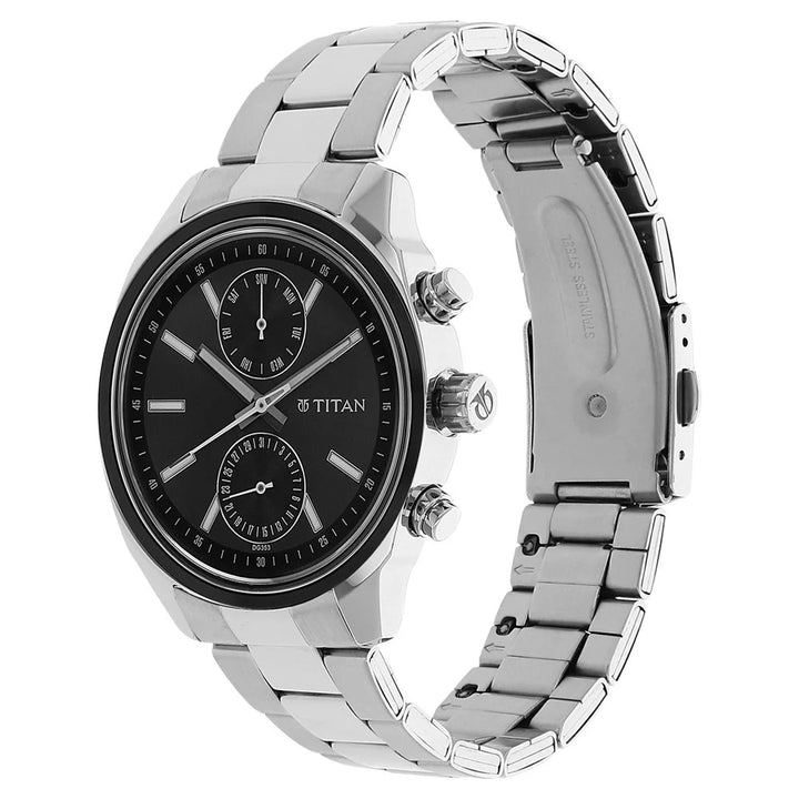 Titan Workwear 41mm Anthracite Dial Date Silver Stainless Steel Bracelet Men&