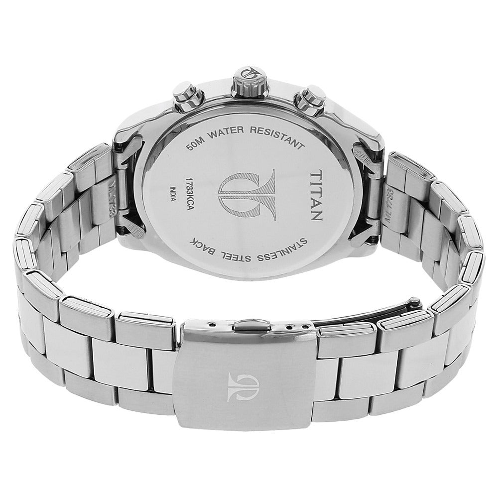 Titan Workwear 41mm Anthracite Dial Date Silver Stainless Steel Bracelet Men&