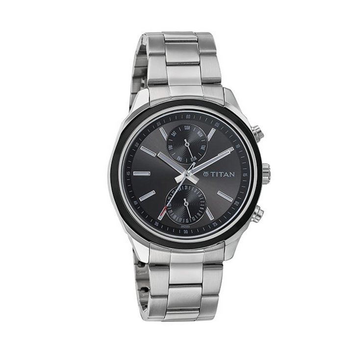 Titan Workwear 41mm Anthracite Dial Date Silver Stainless Steel Bracelet Men&