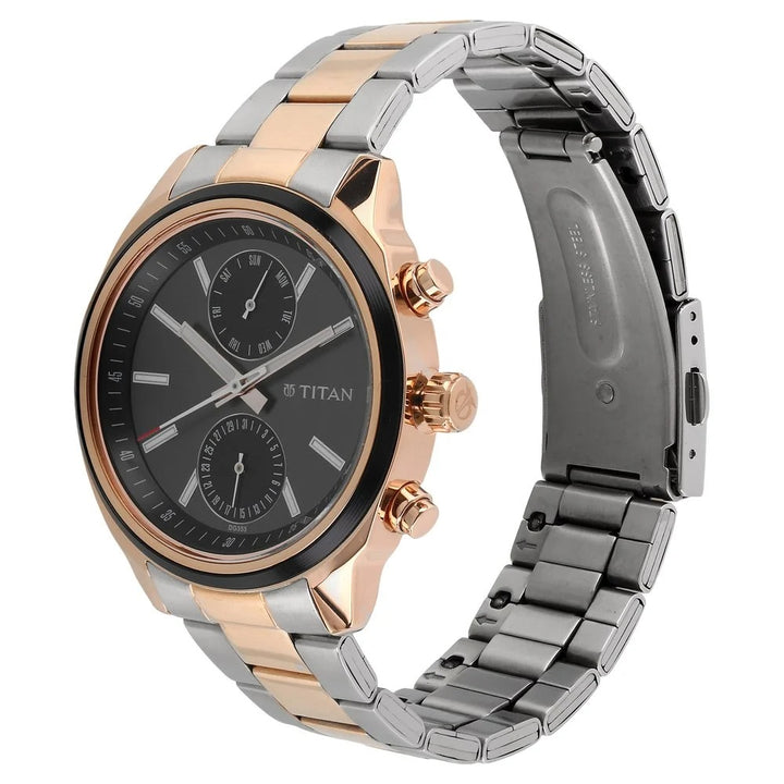 Titan Workwear 41mm Black Dial Date Two-Tone Stainless Steel Bracelet Men&
