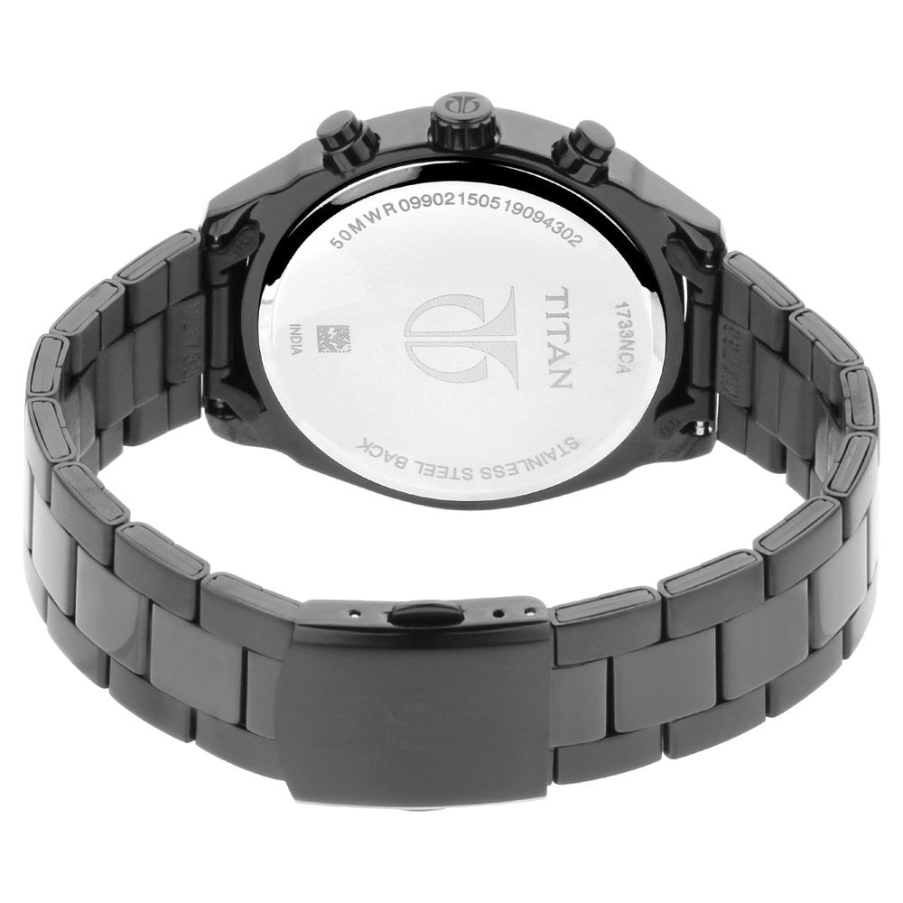 Titan Workwear 41mm Anthracite Dial Multifunction Two-Tone Black Silver Bracelet Men&