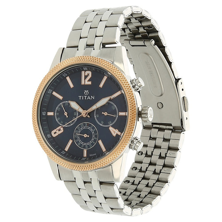 Titan Workwear 42mm Blue Dial Multifunction Two-Tone Stainless Steel Bracelet Men&