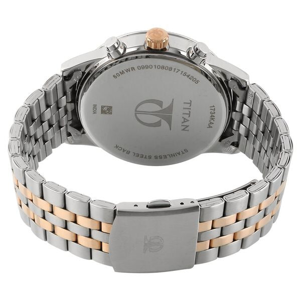 Titan Workwear 42mm White Dial Multifunction Two-Tone Rose Gold Stainless Steel Bracelet Men&