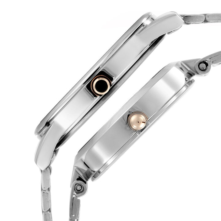 Titan Bandhan Couple Gift Set 40mm Silver Dial Rose Gold Two-Tone Stainless Steel Bracelet 17732603KM01