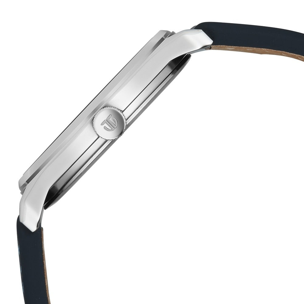Titan Neo Basics 41mm Blue Dial Date Blue Leather Strap Men&