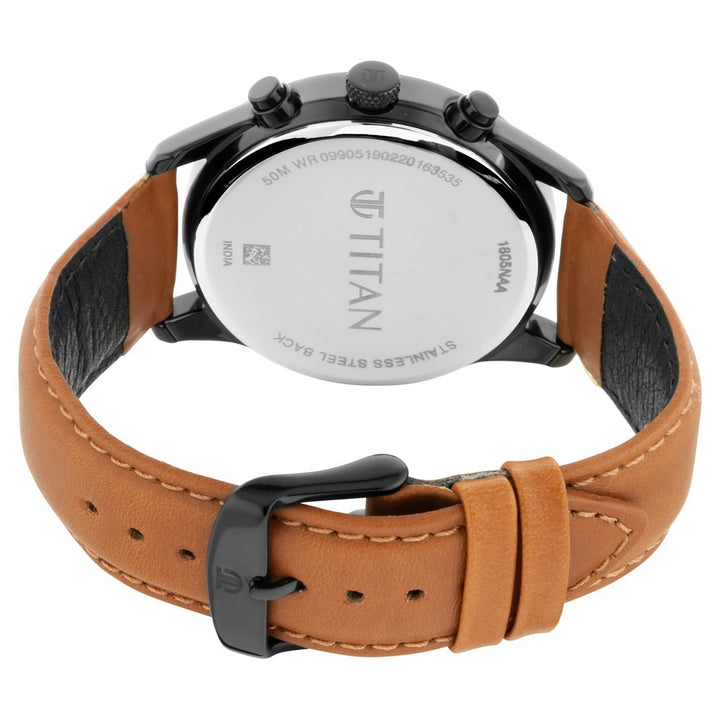 Titan Workwear 42mm Black Dial Multifunction Tan Leather Strap Men&