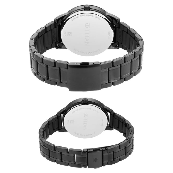 Titan Bandhan Couple Gift Set Anthracite Dial Date Stainless Steel Bracelet 18062617NM01