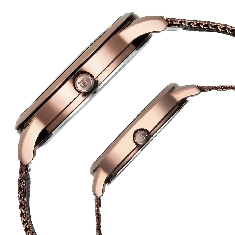 Titan Bandhan Couple Gift Set Brown Dial Day Date Rose Gold Stainless Steel Bracelet 18062648QM01