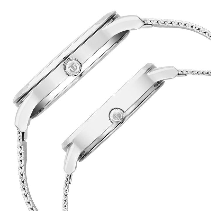 Titan Bandhan Couple Gift Set White Dial Date Stainless Steel Bracelet 18062648SM01