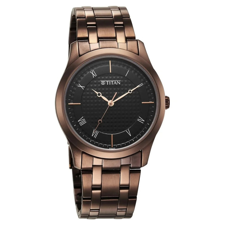 Titan Karishma 40mm Black Dial Brown Stainless Steel Bracelet Men&