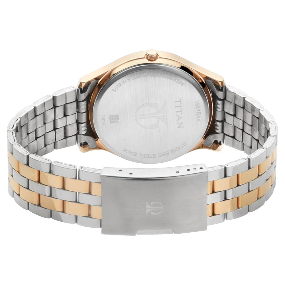 Titan Karishma 40mm Brown Dial Day Date Silver Stainless Steel Bracelet Men&