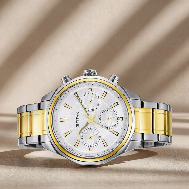Titan Regalia Opulent 42.5mm Silver Dial Multifunction Silver Stainless Steel Bracelet Men&