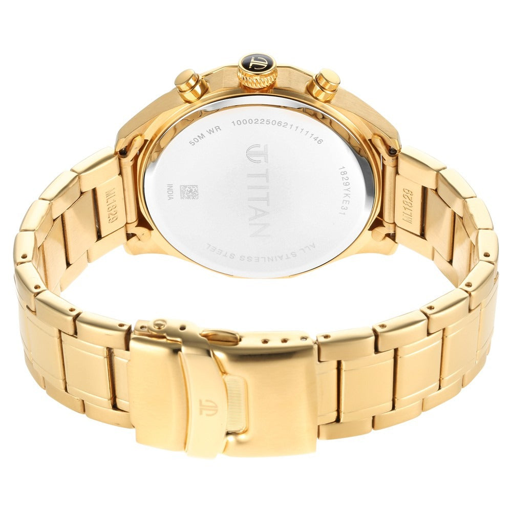 Titan Regalia Opulent 42.5mm Black Dial Multifunction Gold Stainless Steel Bracelet Men&