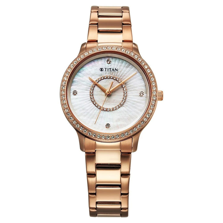 Titan Glamour Rose Gold Mother of Pearl Dial Women&