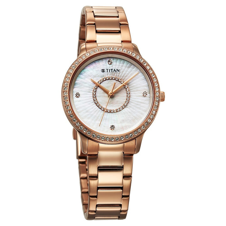 Titan Glamour Rose Gold Mother of Pearl Dial Women&